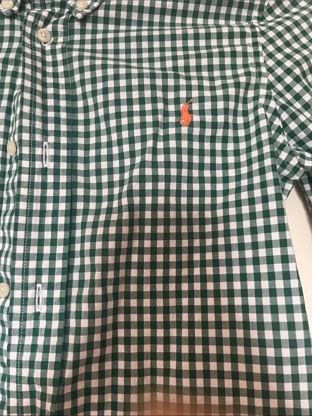Ralph Lauren Green & White Gingham Button-Down Shirt